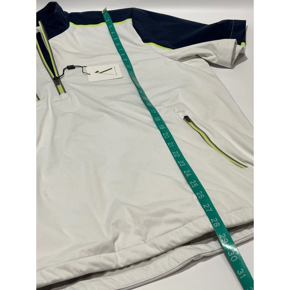 NWT Above The Links Mens Golf Windbreaker Jacket Short Sleeve White Navy Neon L‎